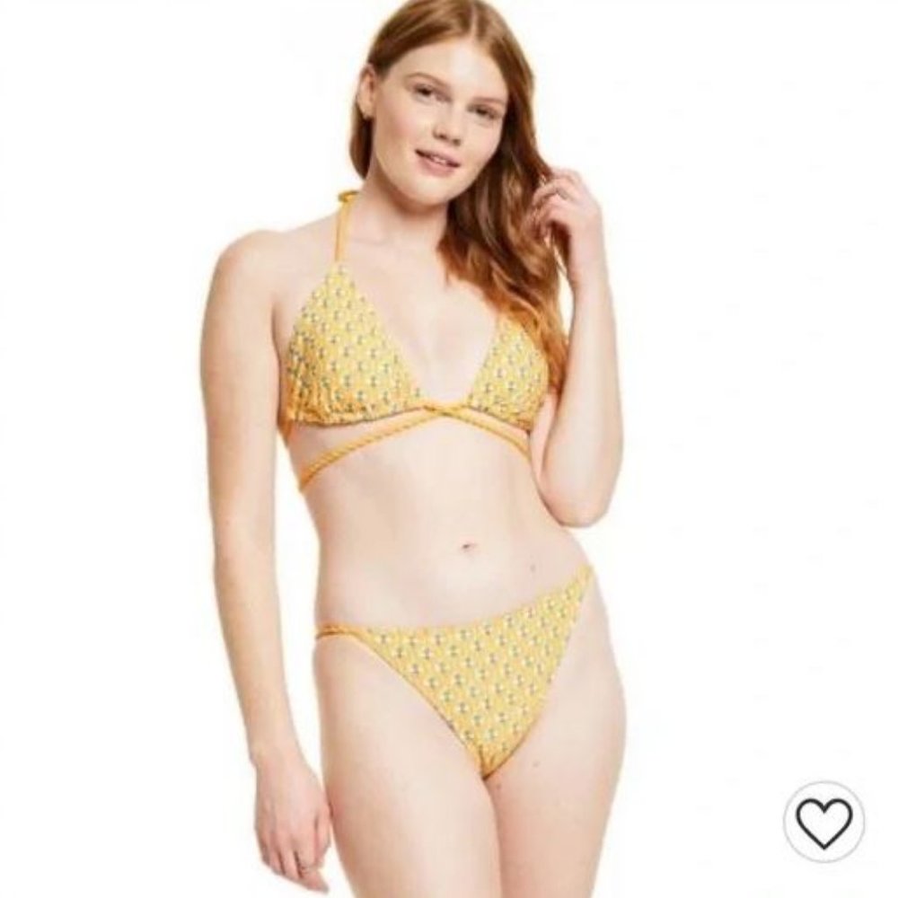 NWT RHODE x Target Dainty Lotus Print Bikini bottom Yellow Turquoise Size XXL